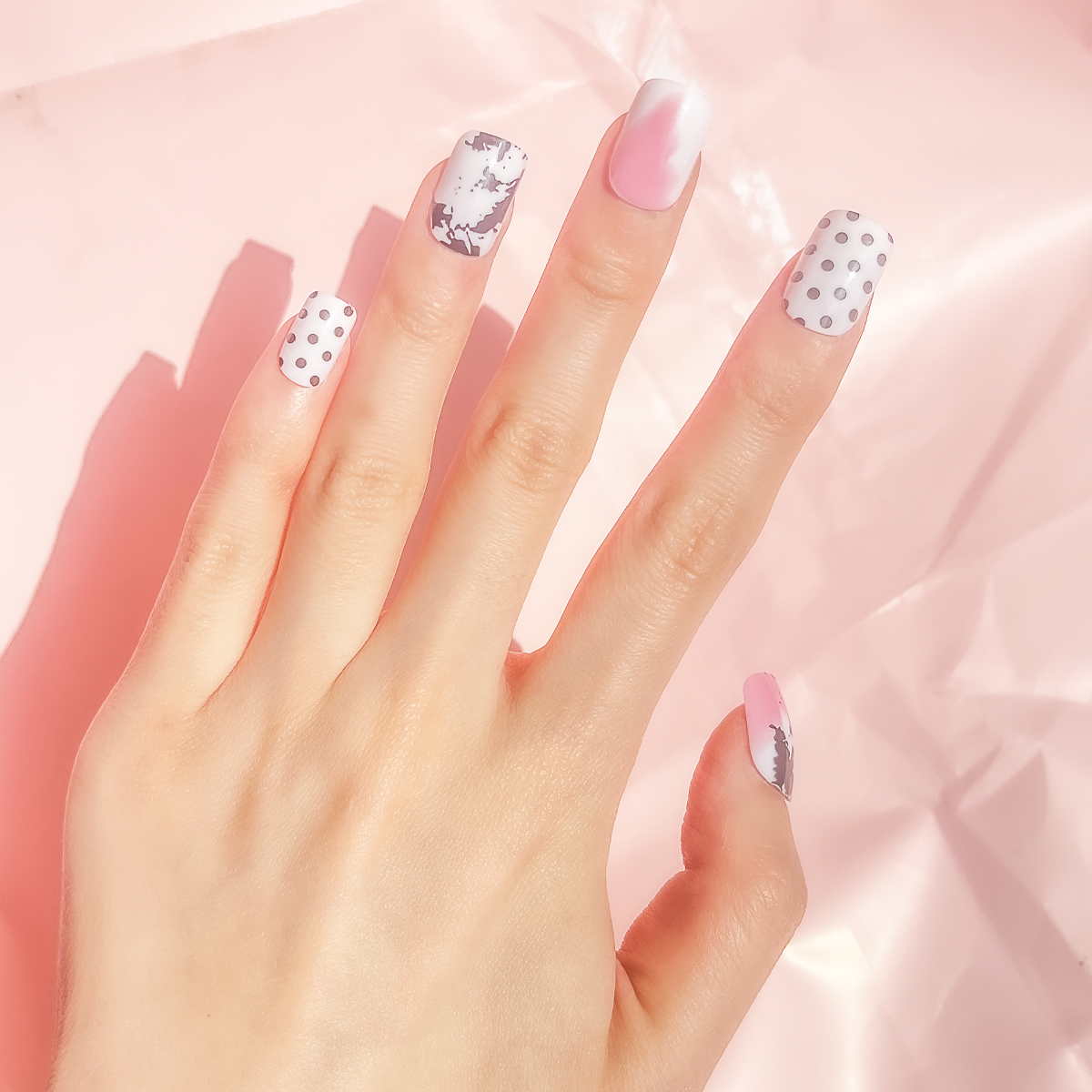 24 PCS PRESS ON NAIL TIPS SQUARE SHAPE ORANGE GLITTER EFFECT details Picture