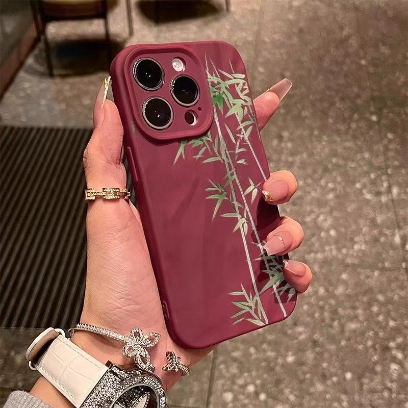 The Bamboo series is suitable for the new 16promax Chinese Wind Dragon Year ultra-thin and high-end style of the iPhone 15 phone case
