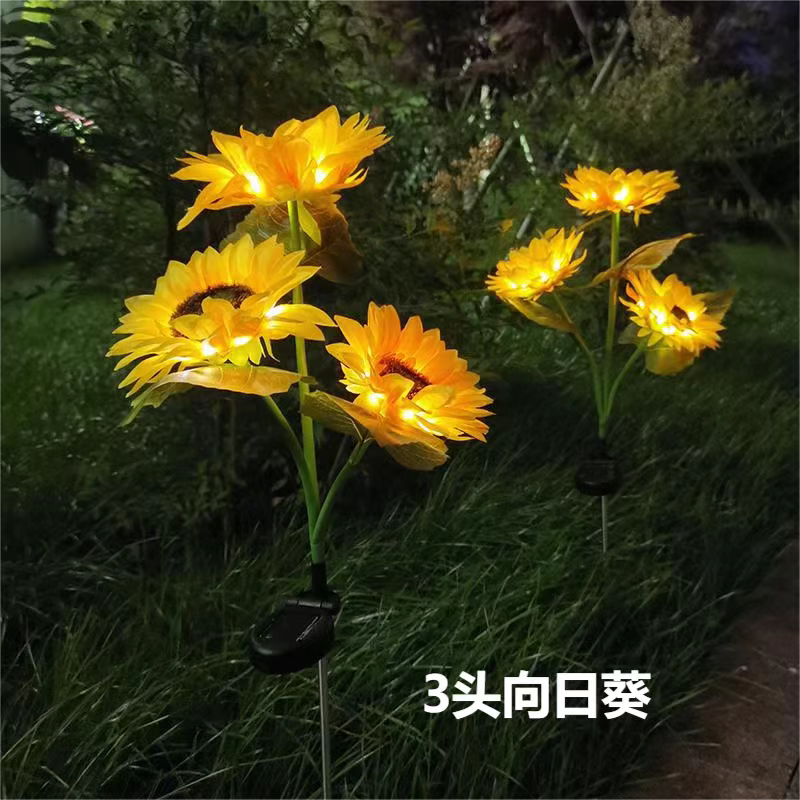 زينت الفناء الخارجي بمصابيح الدايود المبتعث للضوء مزوّدة بمصابيح الحديقة الشمسية 3 مصابيح عباد الشمس Item Picture