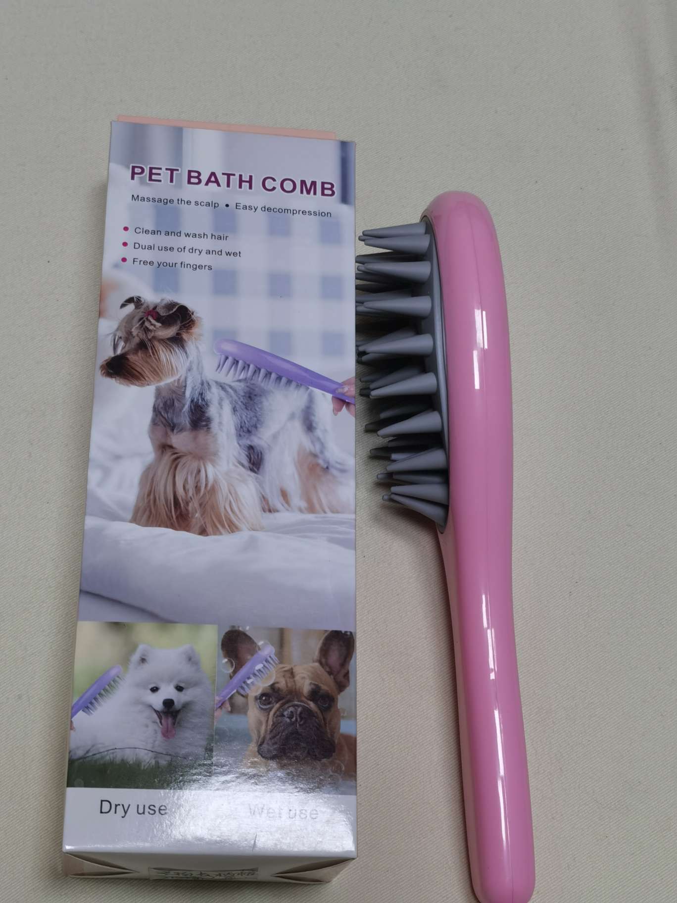 Coarse-toothed long-handled silicone hair-washing brush, a hair-washing wonder, for home scalp massage, cleaning, anti-itch and hair smoothing. Silicone comb, pet spray comb, cat and dog licking plate Specification drawing