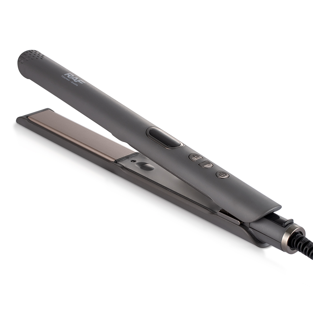 RAF European-standard cross-border temperature-adjustable curling iron, hair straightener, ceramic plate, suitable for both dry and wet straightening and curling, with inward-curved bangs Item Picture