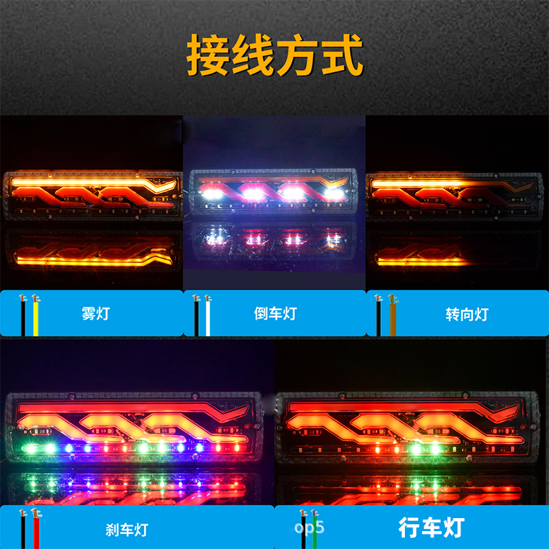 24V universal LED taillights for trucks and cars, multi-functional 12V brake lights for trucks, trailers, RVS and recreational vehicles, warning lights Specification drawing