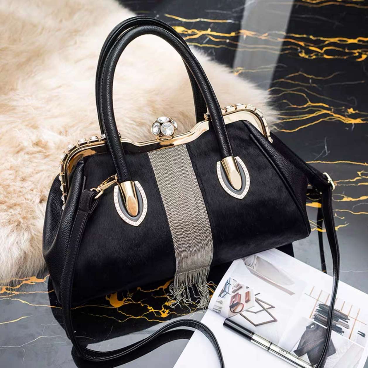 跨进工厂批发新款夹子包 PU材质女士包袋 精致女包 斜跨百搭款式 手提包包 手袋Handbags 高级感Bags款式