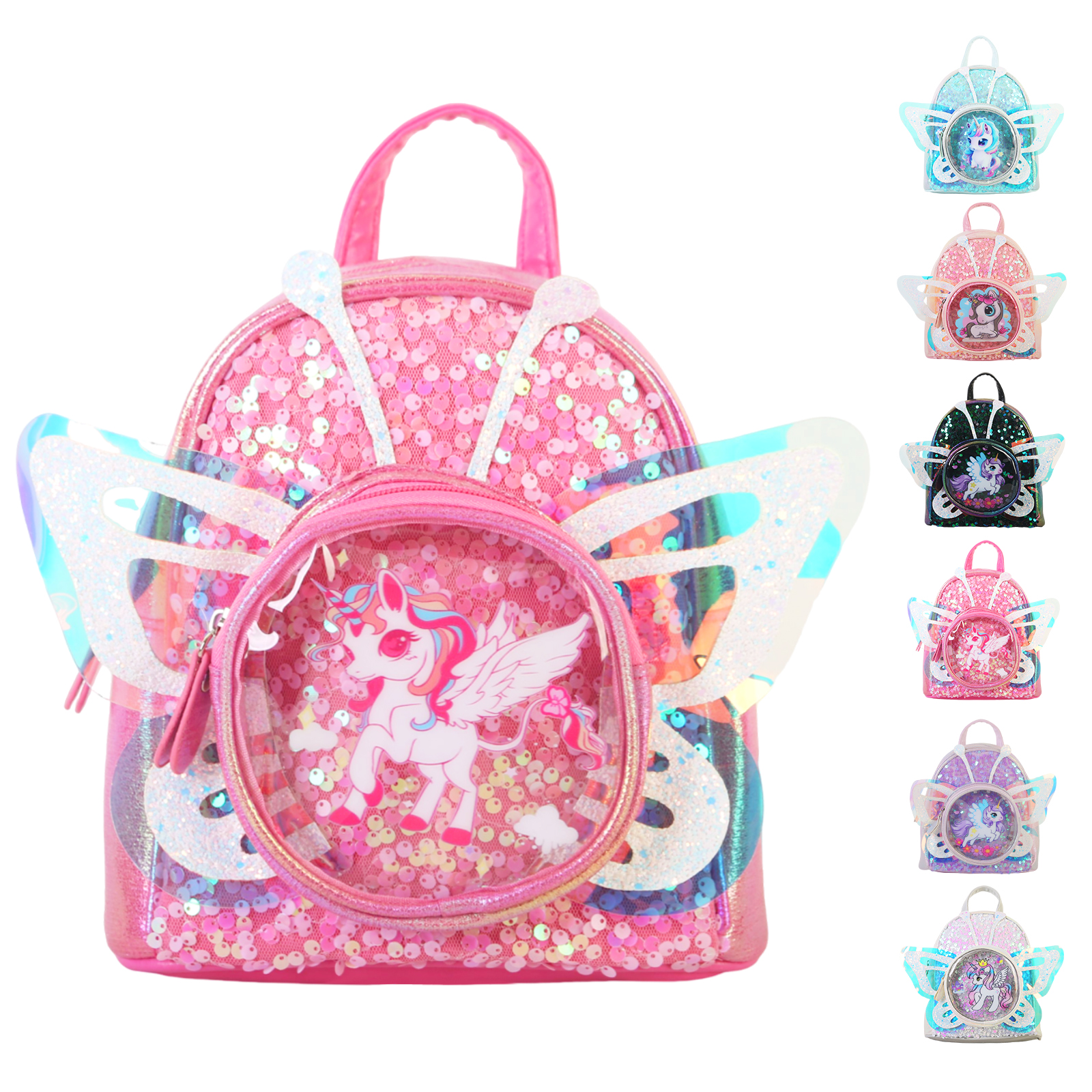 Large-tailed cat unicorn wing sequined fashionable and trendy casual backpack, lightweight and large-capacity waterproof, wear-resistant and tear-resistant backpack, a perfect match for kindergarten girls' outdoor trips