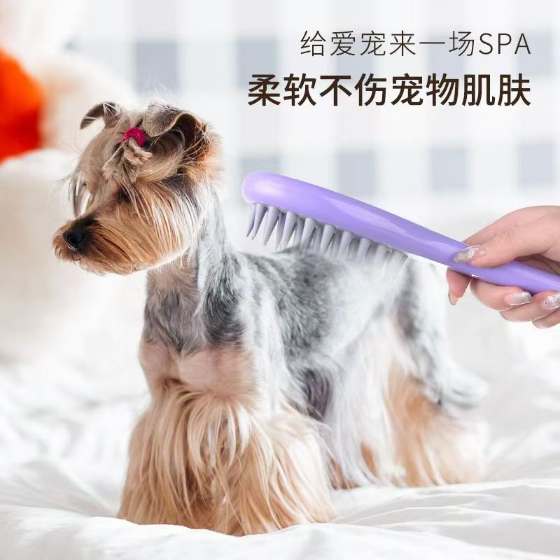Coarse-toothed long-handled silicone hair-washing brush, a hair-washing wonder, for home scalp massage, cleaning, anti-itch and hair smoothing. Silicone comb, pet spray comb, cat and dog licking plate Item Picture