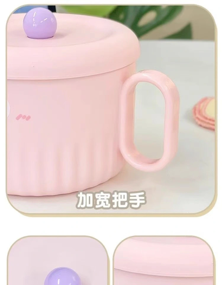 S137-1046 304 stainless steel instant noodle bowl, student dormitory color noodle bowl, large-capacity convenient noodle bowl, heat-resistant cartoon cute soup bowl detail image 1