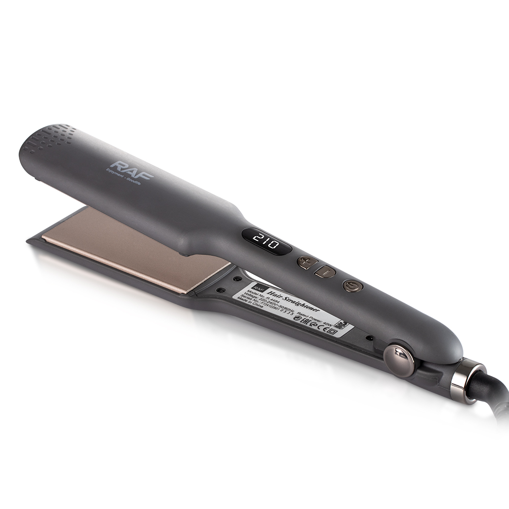 RAF European-standard cross-border temperature-adjustable curling iron, straightener, ceramic plate, dual-purpose dry and wet straight curls, large curls with inward-curved bangs Item Picture