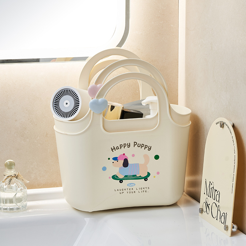 S137-1055 Cartoon Household Bath basket, bathroom washbasin basket, hand-held storage basket for bath, student dormitory bath basket details Picture