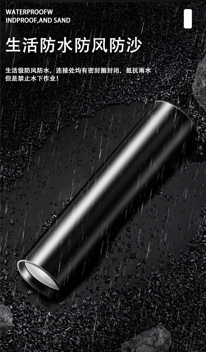 9505 Aluminum flashlight, USB charging aluminum alloy flashlight, Mini flashlight, portable white light small flashlight pic 3