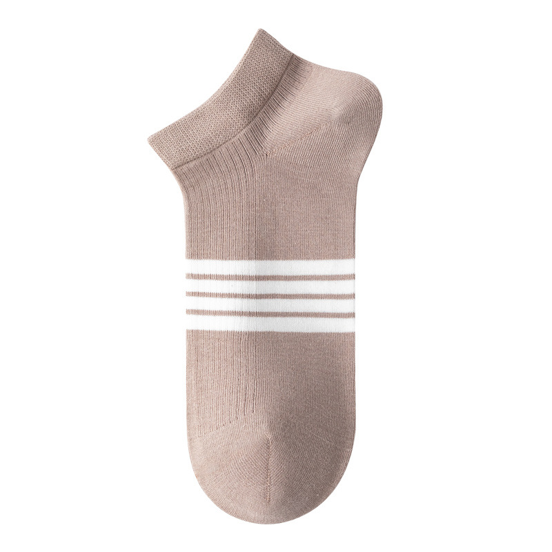 袜子男士春夏吸汗透气护脚踝条纹纯棉船袜隐形袜薄款抗菌男士袜子