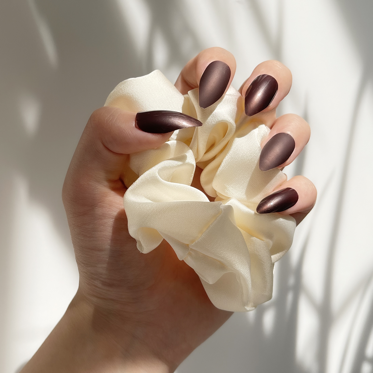 24 PCS PRESS ON NAIL TIPS STILETTO SHAPE DARK BROWN MATTE EFFECT Specification drawing
