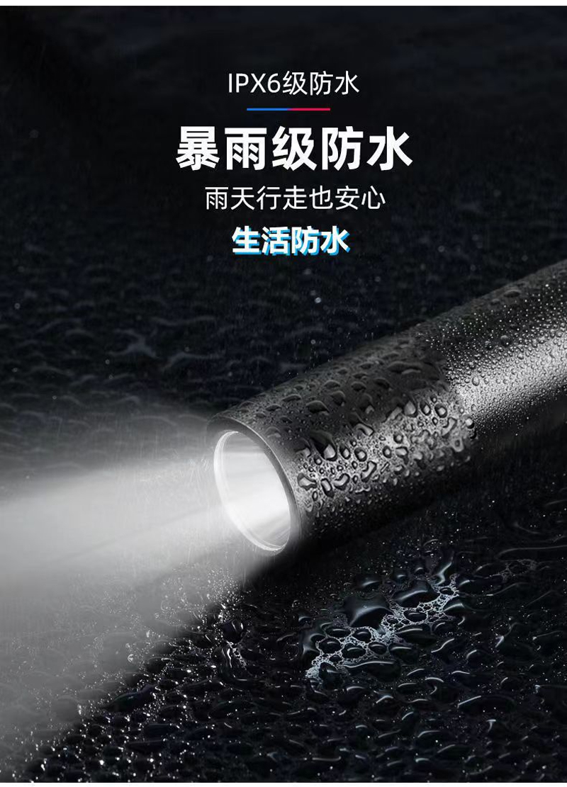 9505 Aluminum flashlight, USB charging aluminum alloy flashlight, Mini flashlight, portable white light small flashlight pic 4