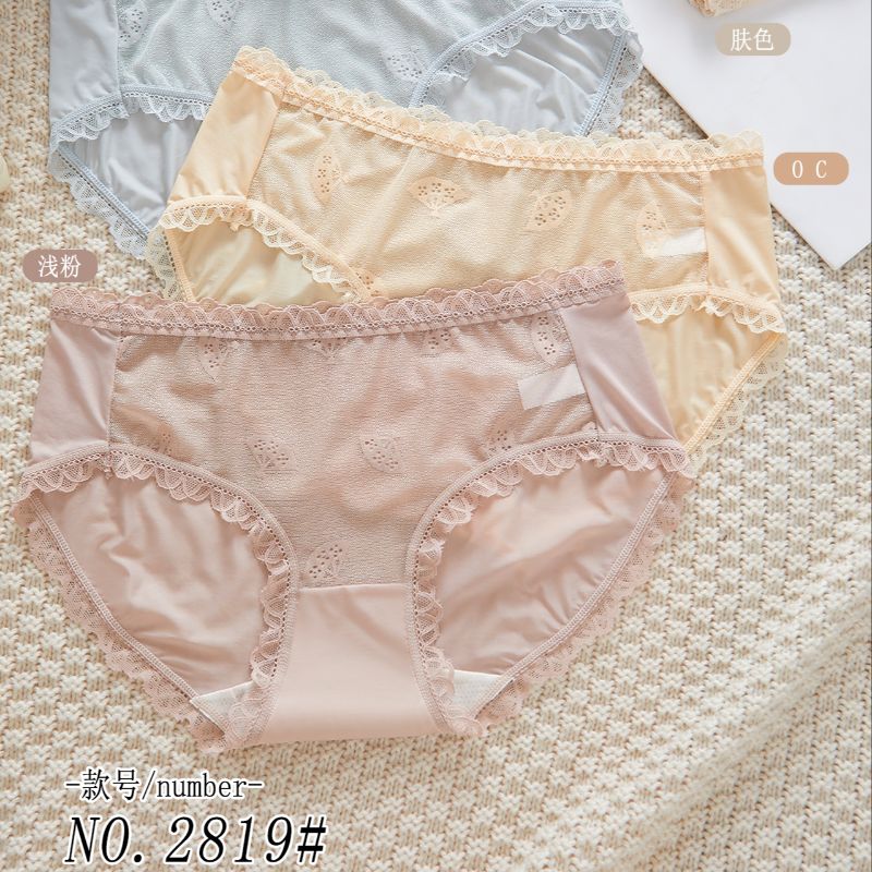 Sexy mesh semi-transparent underwear for women, seamless mid-waist lace summer women's underwear, cotton bottom crotch thin underwear Item Picture