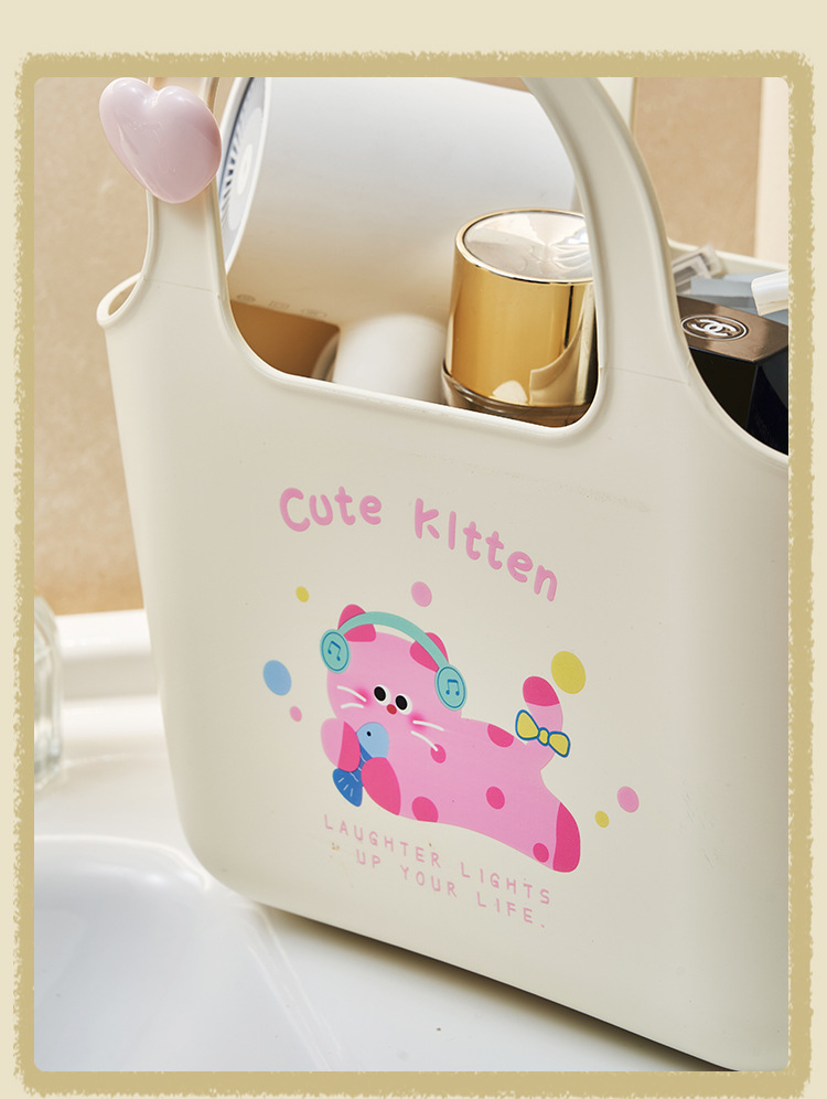 S137-1055 Cartoon Household Bath basket, bathroom washbasin basket, hand-held storage basket for bath, student dormitory bath basket detail image 5