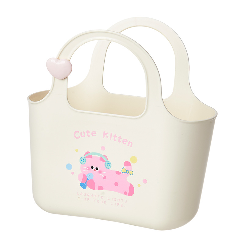 S137-1055 Cartoon Household Bath basket, bathroom washbasin basket, hand-held storage basket for bath, student dormitory bath basket Application Scenario