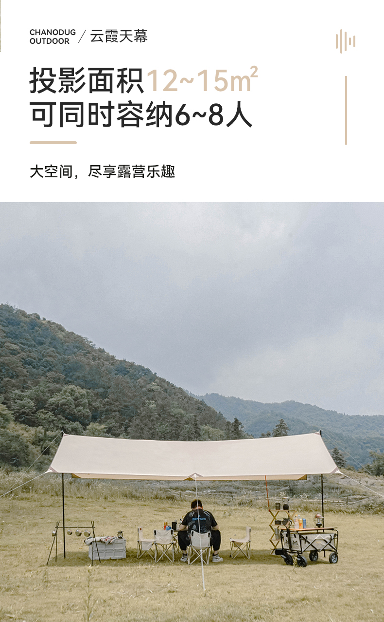 CHANODUG/ Chanoduji Outdoor Leisure sunshade, waterproof Portable canopy, camping Rainproof, multi-person sun protection canopy pic 2