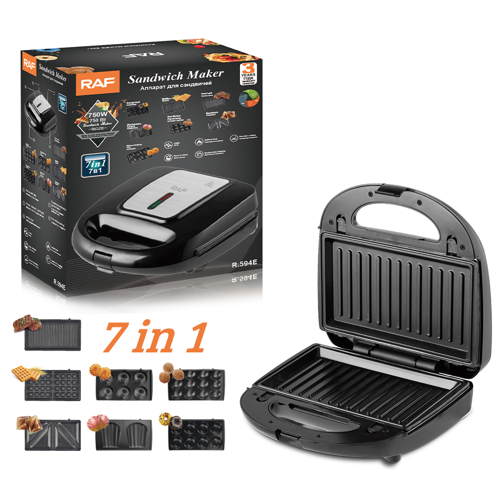 RAF. European standard cross-border multi-functional 7-in-1 sandwich machine, steak machine, waffle machine, breakfast machine, bread machine details Picture