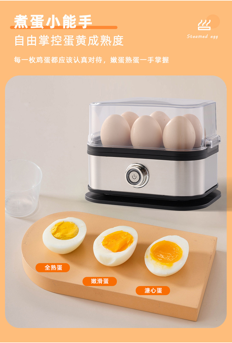 Stainless steel egg cooker, small mini portable egg cooker, kitchen egg steamer, household breakfast machine, multi-functional egg cooker and steamer undefined