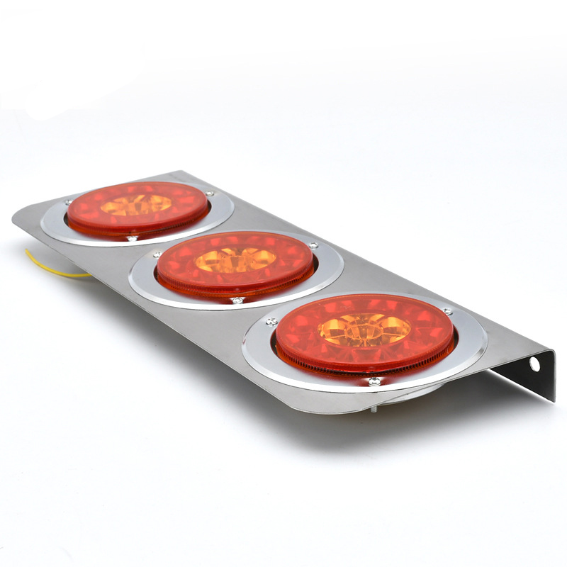 Cimc 16LED electroplated shell 12V24VLED dual-color three-light CIMC taillight, universal taillight for trucks, truck taillight Item Picture