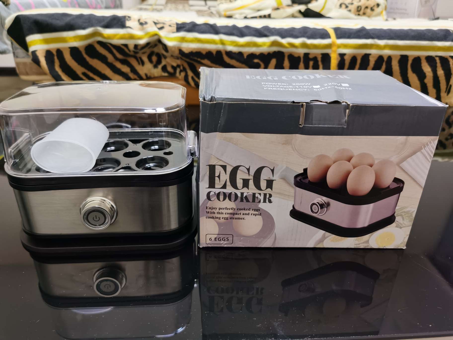 Stainless steel egg cooker, small mini portable egg cooker, kitchen egg steamer, household breakfast machine, multi-functional egg cooker and steamer Specification drawing