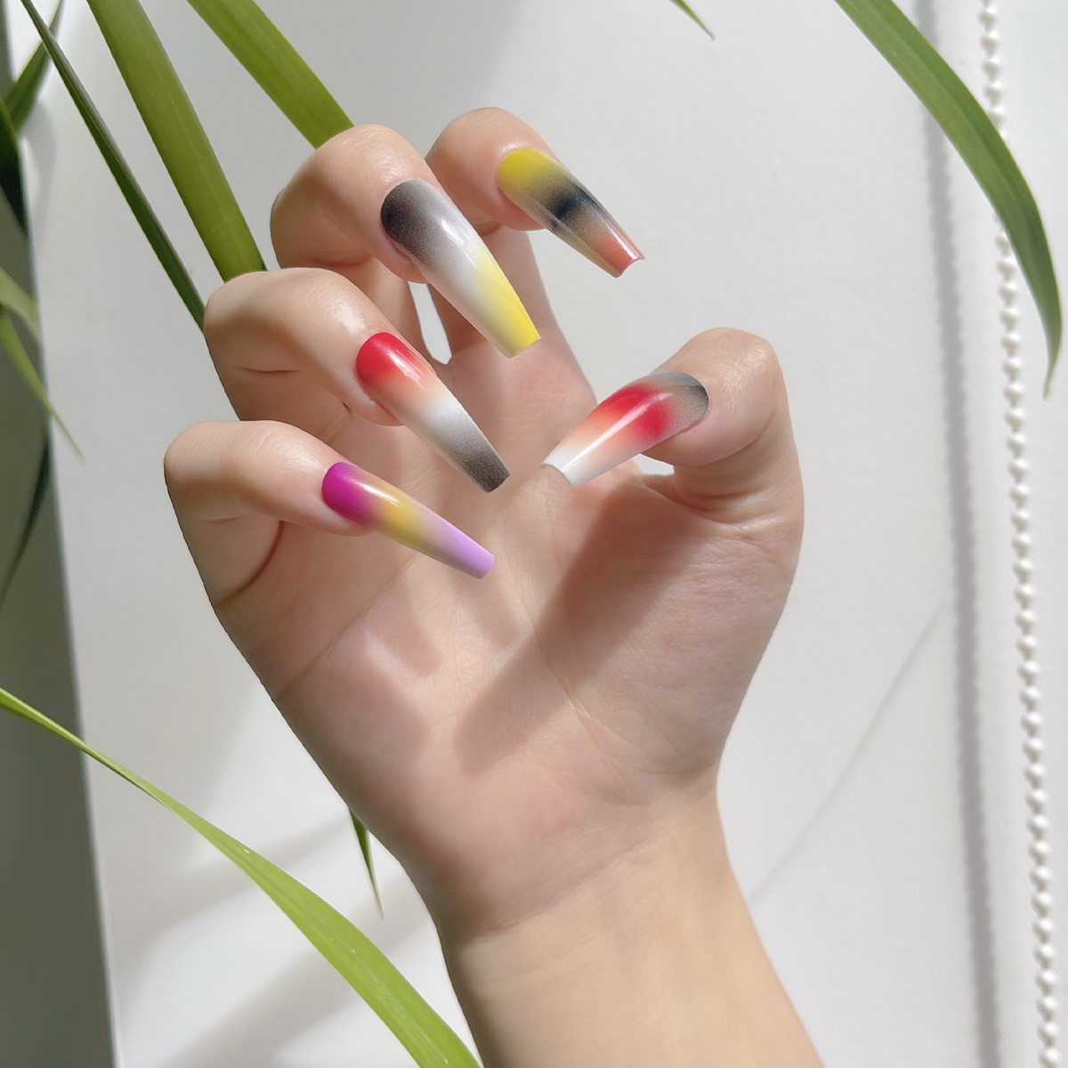24 PCS PRESS ON NAIL TIPS BALLET SHAPE MULTICOLORED STYLE Specification drawing