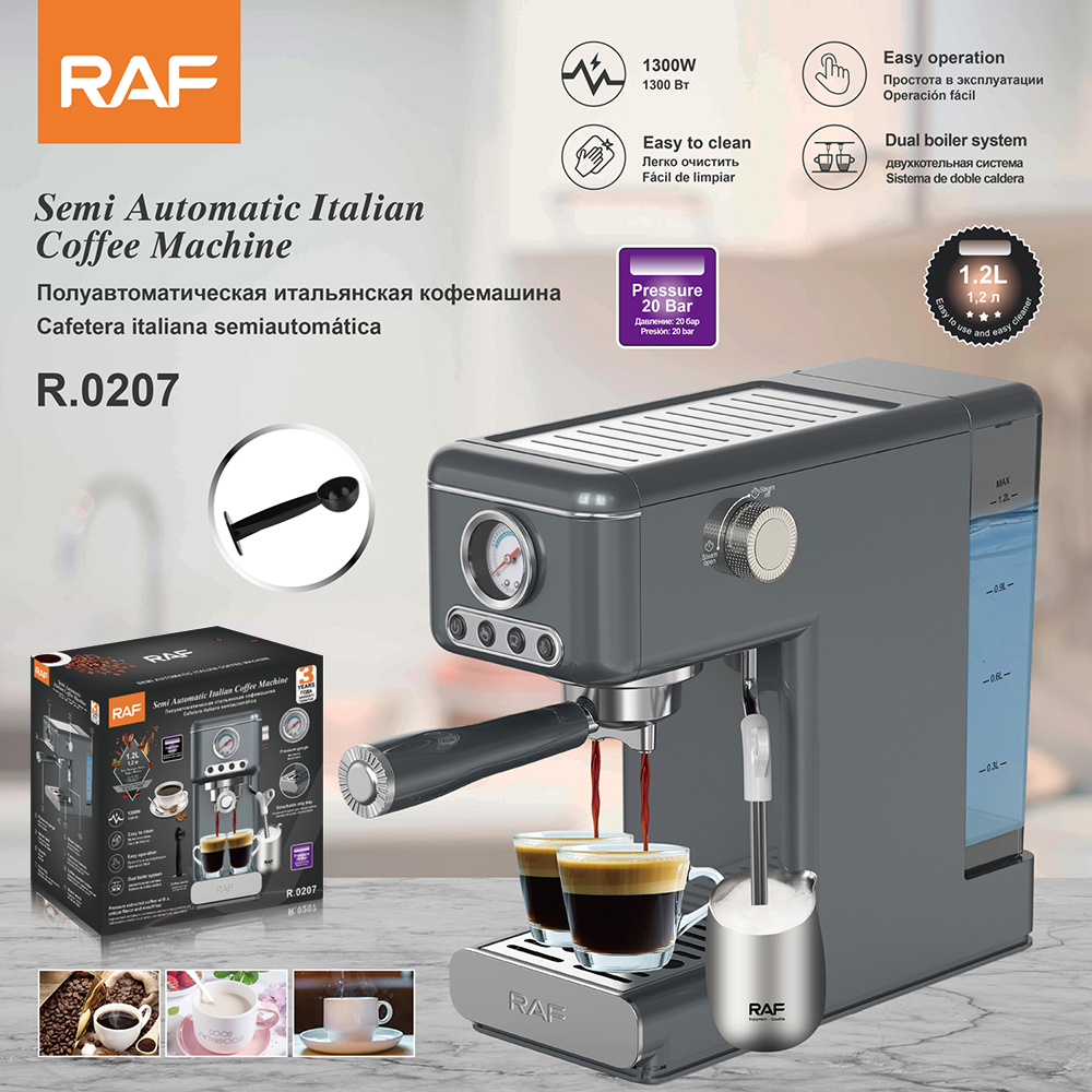 RAF European standard cross-border coffee machine, semi-automatic Italian latte art pump pressure, high-pressure steam coffee machine, stainless steel