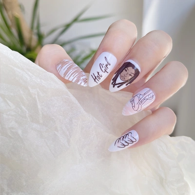 24 PCS PRESS ON NAIL TIPS STILETTO SHAPE COOL GIRL STYLE thumbnail