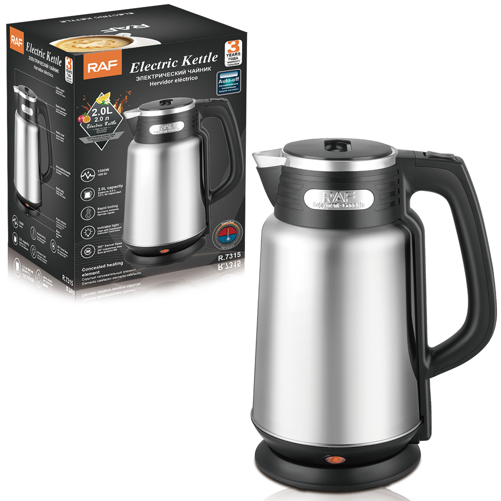 RAF European standard cross-border 2.0L electric kettle, household stainless steel electric kettle, automatically cuts off power and heats up quickly Application Scenario