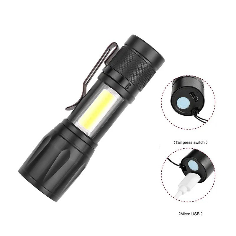 513 Telescopic focusing Flashlight, USB charging aluminum alloy flashlight, Mini Flashlight, Portable white Light Mini flashlight