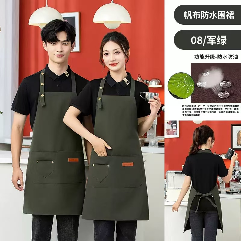 帆布围裙定制LOGO 印字厨房餐饮专用 咖啡店奶茶店水果店 男女工作定制详情4