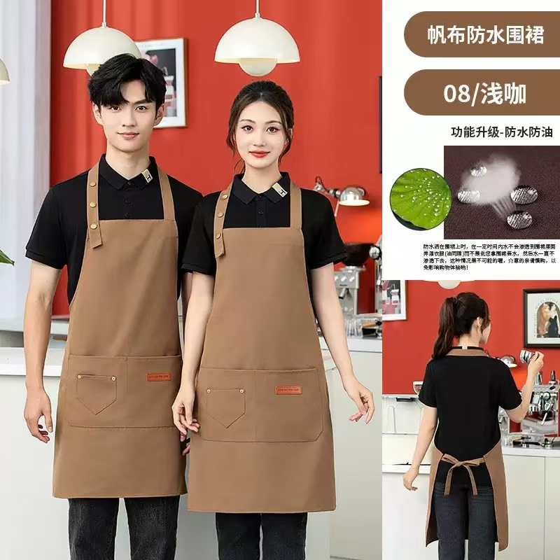 帆布围裙定制LOGO 印字厨房餐饮专用 咖啡店奶茶店水果店 男女工作定制详情13