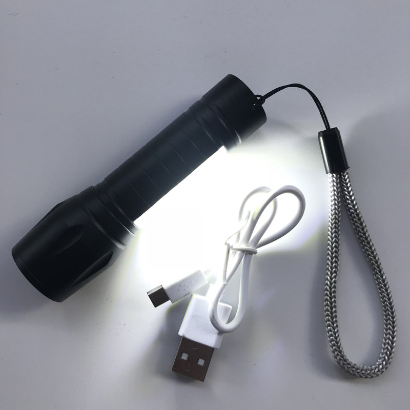511 Telescopic focusing Flashlight, USB charging aluminum alloy flashlight, Mini Flashlight, Portable white light Mini flashlight Item Picture