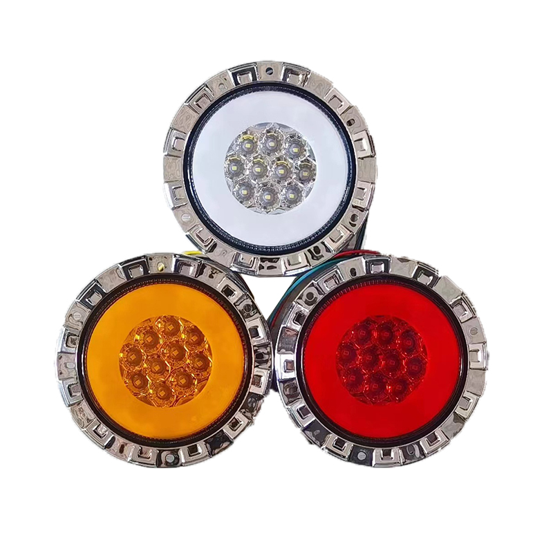 led car, truck, trailer, truck taillights, rear lights, turn signals, brake lights, reverse lights, signal lights, side lights, and combination lights full figure