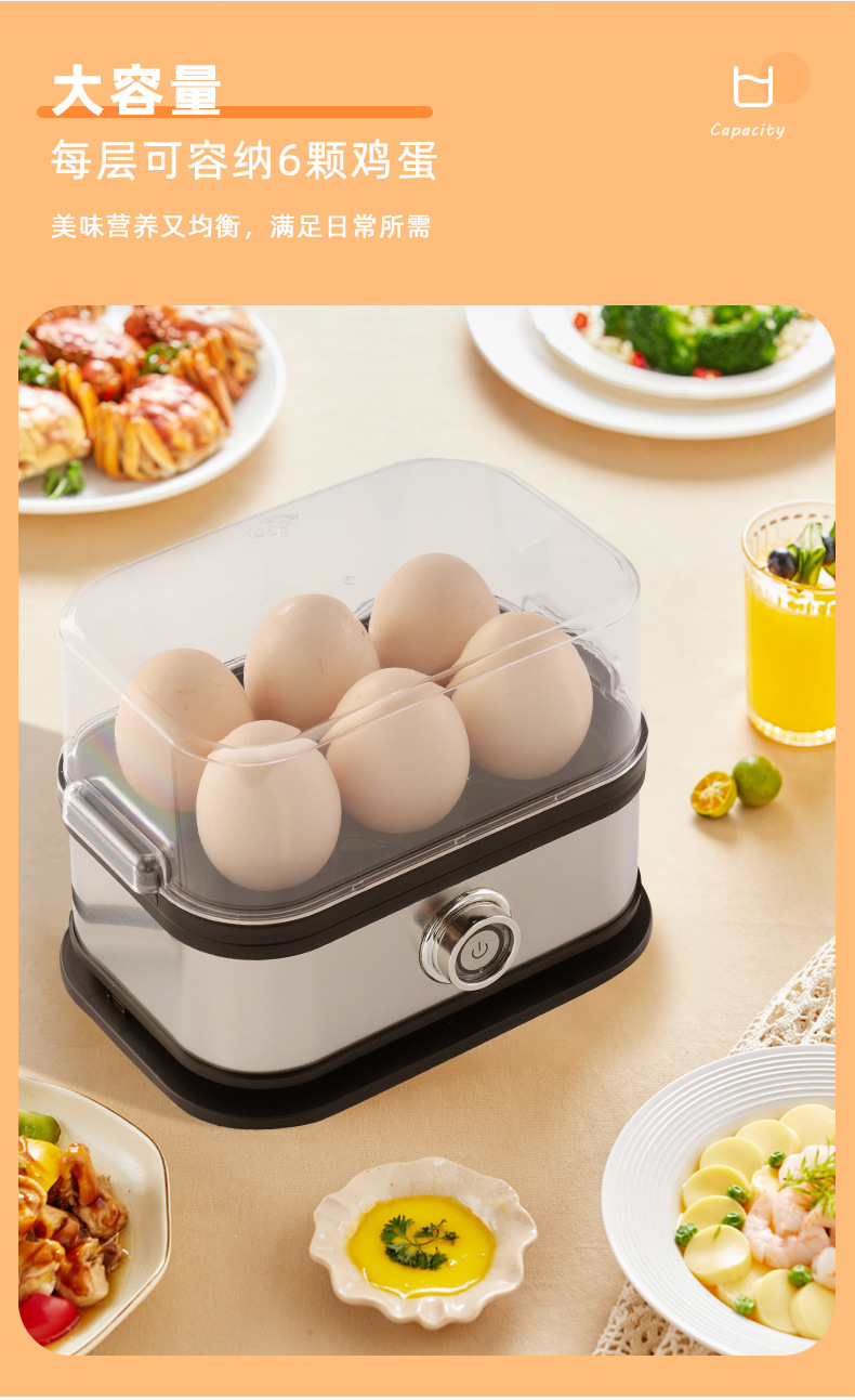 Stainless steel egg cooker, small mini portable egg cooker, kitchen egg steamer, household breakfast machine, multi-functional egg cooker and steamer undefined