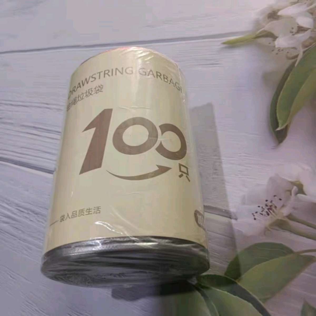 416-100只抽绳垃圾袋家用加厚全新料厨房卧室客厅卫生间承重力强45*50cm产品图