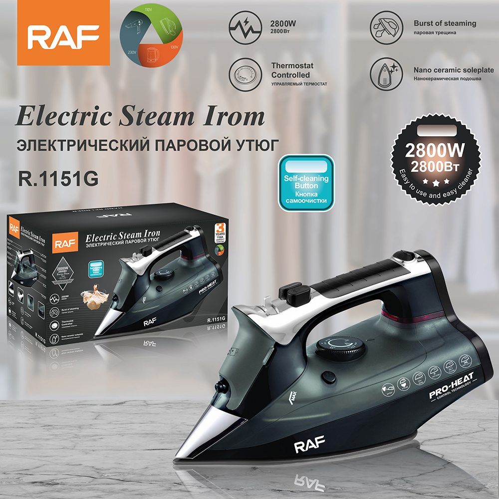 RAF European Standard cross-border household steam electric iron 2800W Handheld portable ironing machine for clothes full figure