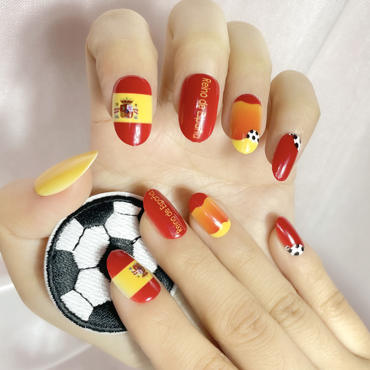 24 PCS PRESS ON NAIL TIPS OVAL SHAPE FOOTBALL THEME Item Picture