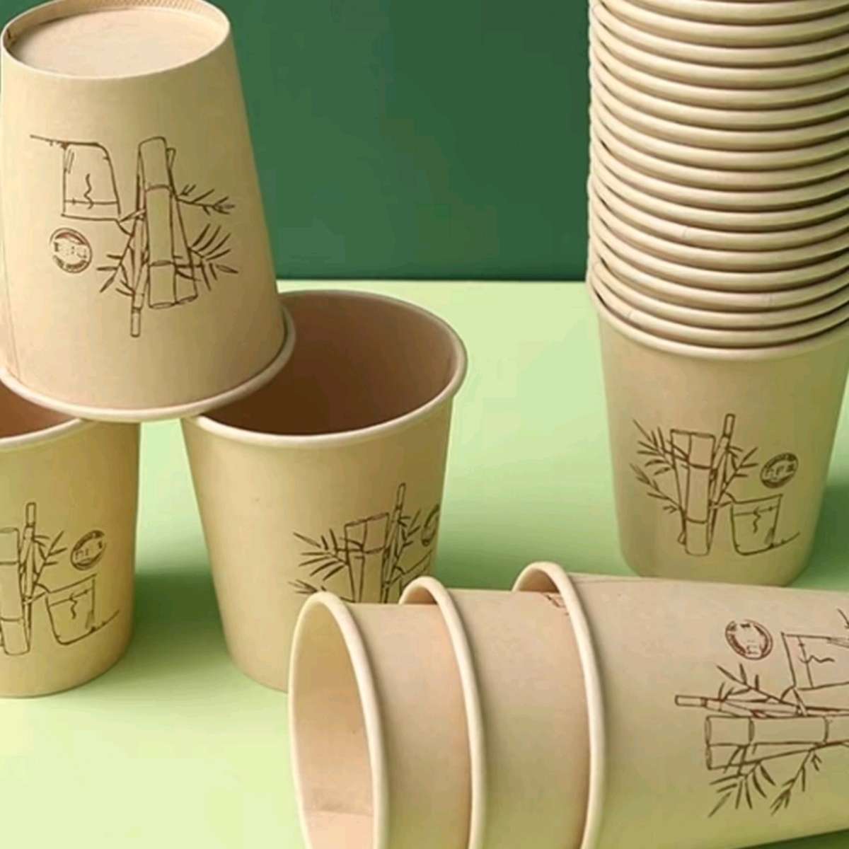 079 Bamboo fiber paper cups, disposable thickened soy milk coffee paper cups, commercial office tea cups, 100 pieces Specification image