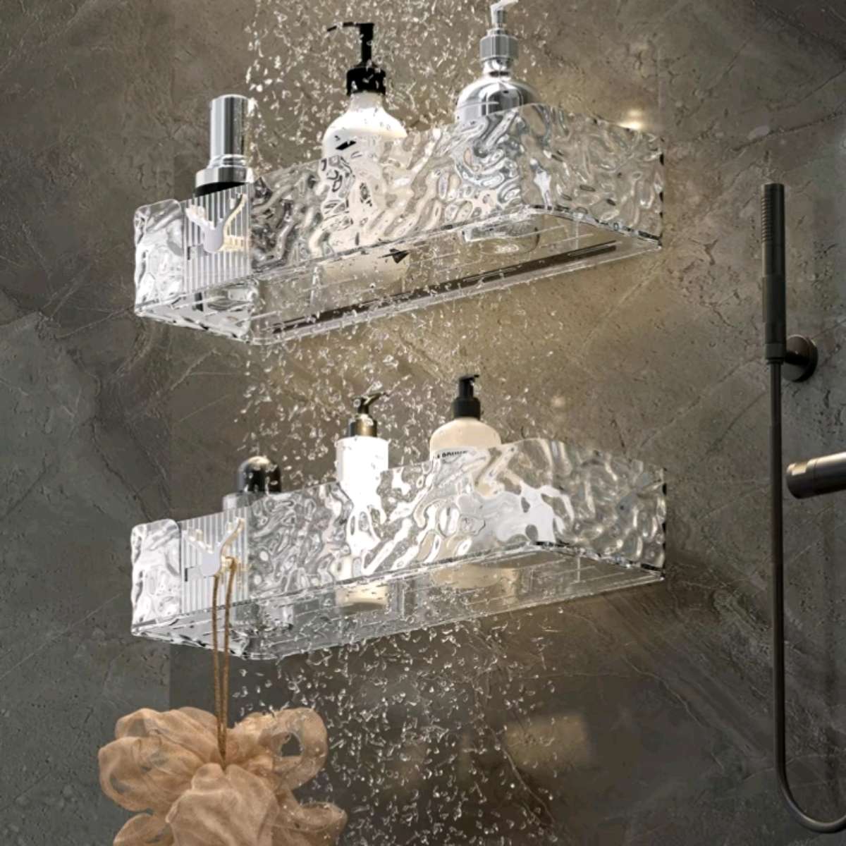 7015 Bathroom storage rack, toilet and washroom rack, wall-mounted storage rack, no need for drilling, wall-mounted bathroom storage rack details Picture