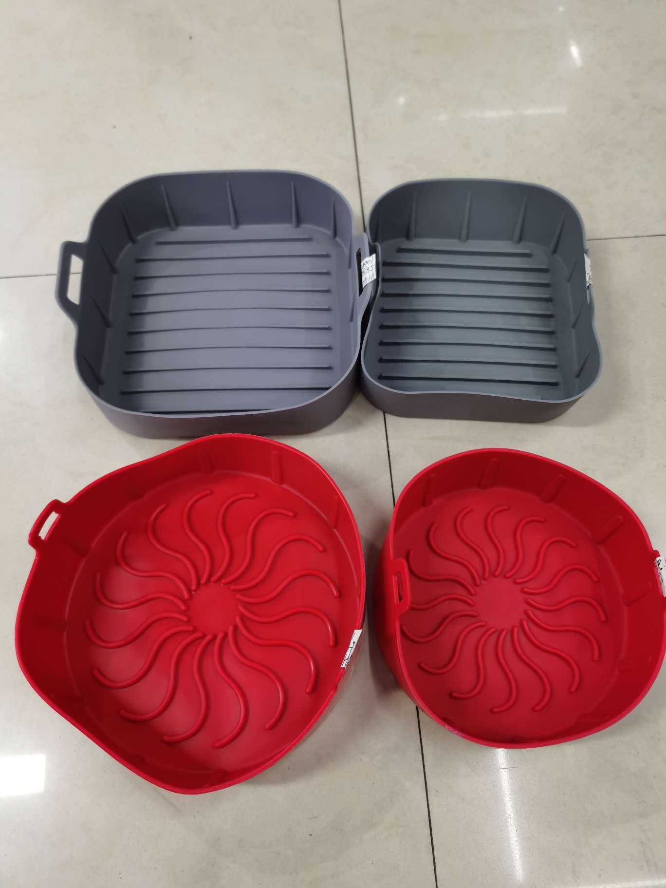 Cross-border air fryer silicone baking tray, silicone pad, odorless rectangular, square, round silicone baking tray pad, wooden product base, tray details Picture