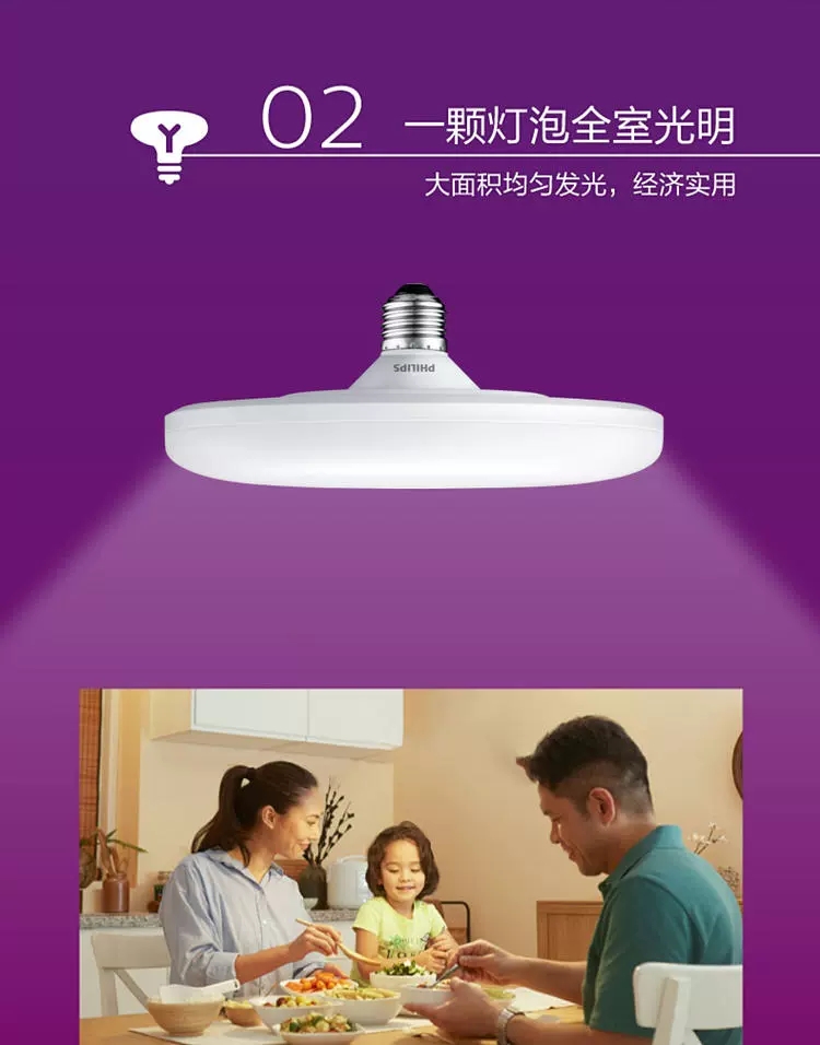 Philips led bulb e27 screw socket high-power lighting home energy-saving ultra-bright chandelier 15/24w flying disc lamp detail image 4