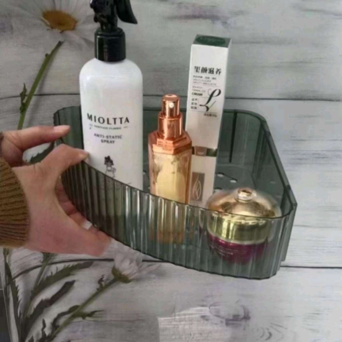 8015 Triangular bathroom storage rack, toilet and washroom rack, wall-mounted storage rack, no need for drilling, wall-mounted bathroom storage rack