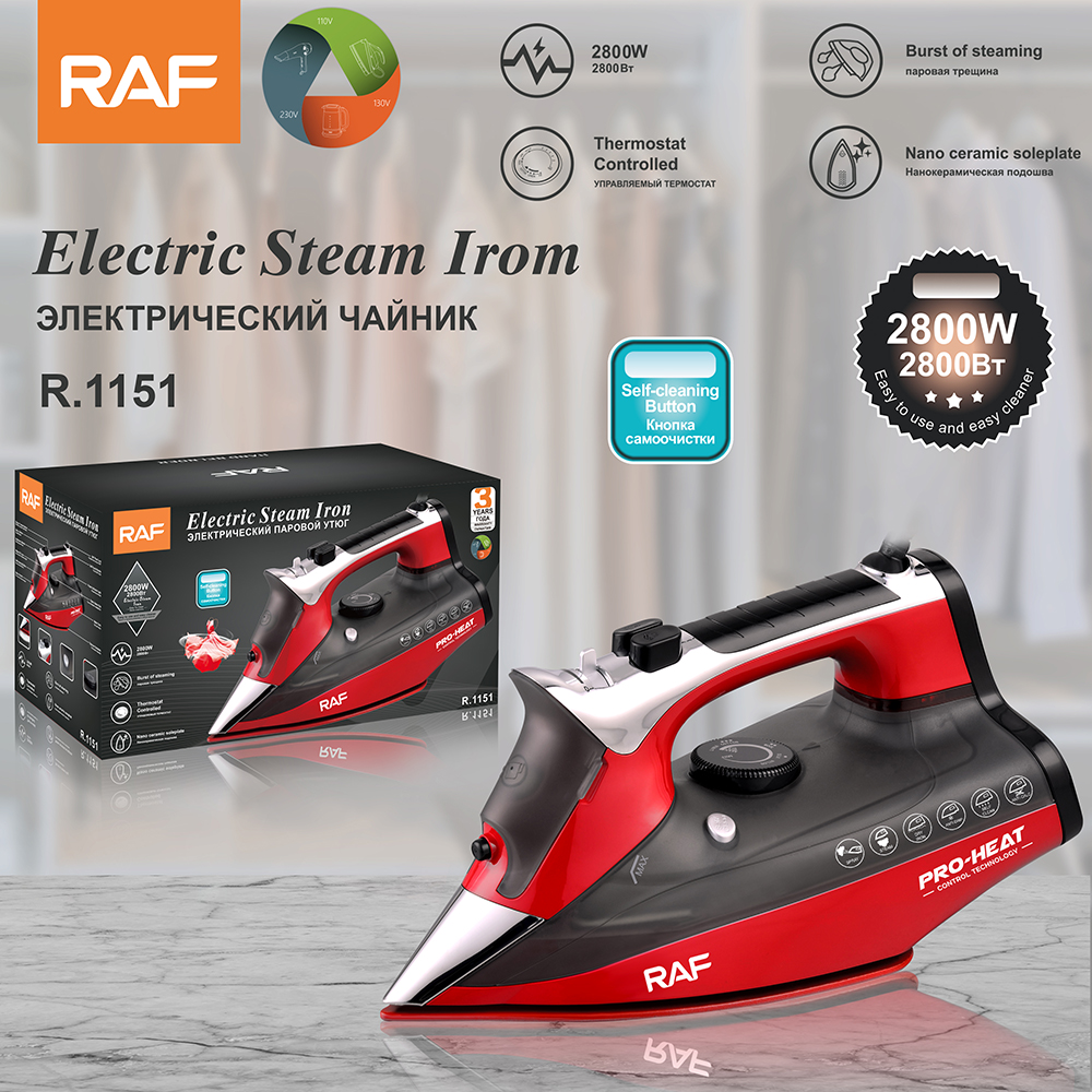 RAF European Standard cross-border household steam electric iron 2800W Handheld portable ironing machine for clothes details Picture