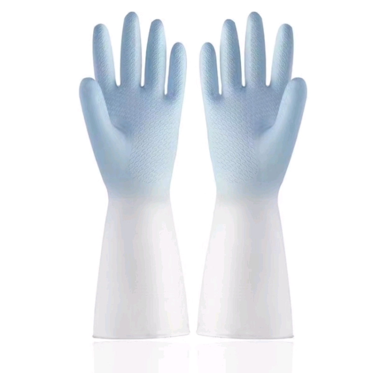 Two-color household gloves, medium-sized dishwashing gloves, durable, comfortable and waterproof rubber gloves for home and kitchen use, dishwashing, household cleaning and laundry Specification image
