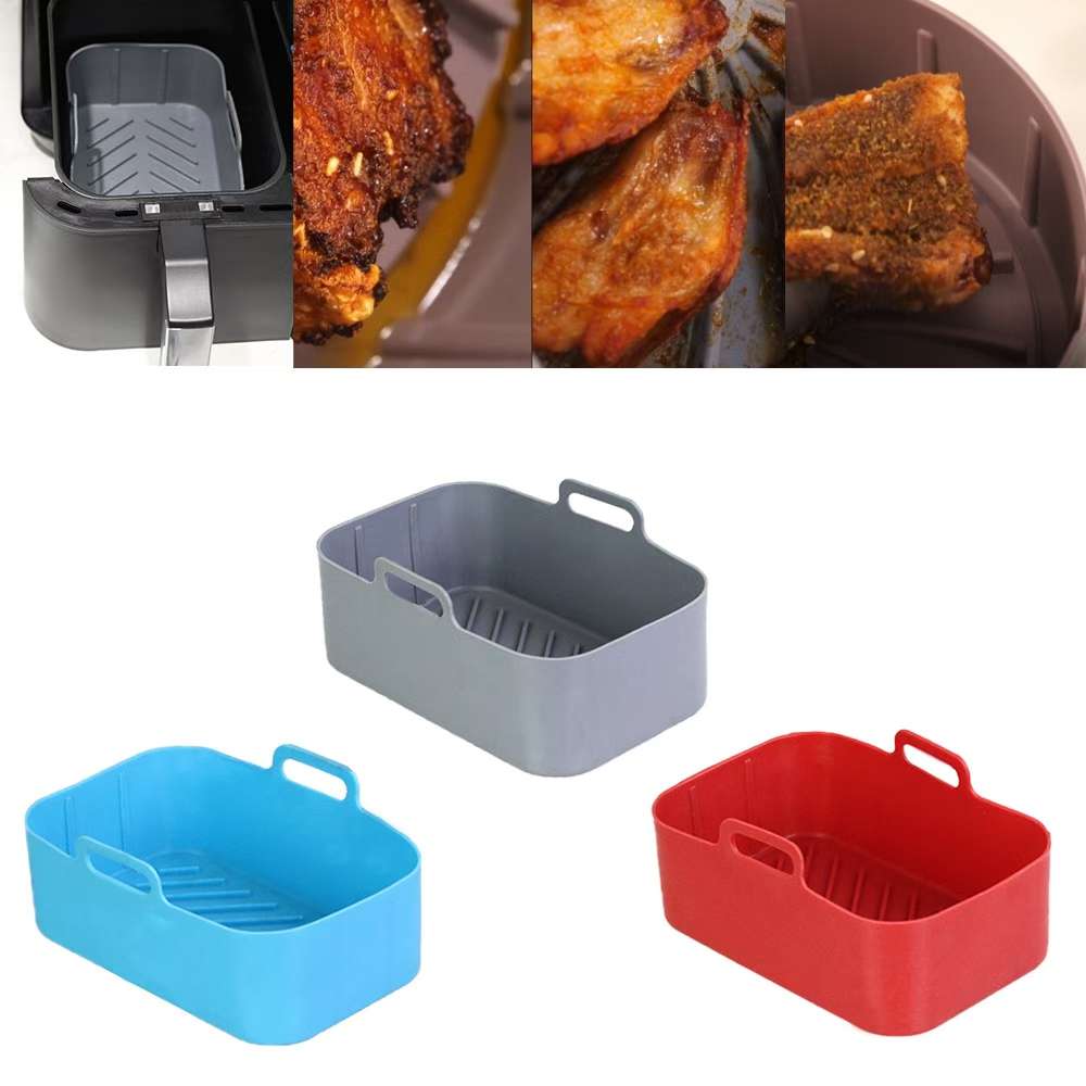Cross-border air fryer silicone baking tray, silicone pad, odorless rectangular, square, round silicone baking tray pad, wooden product base, tray undefined