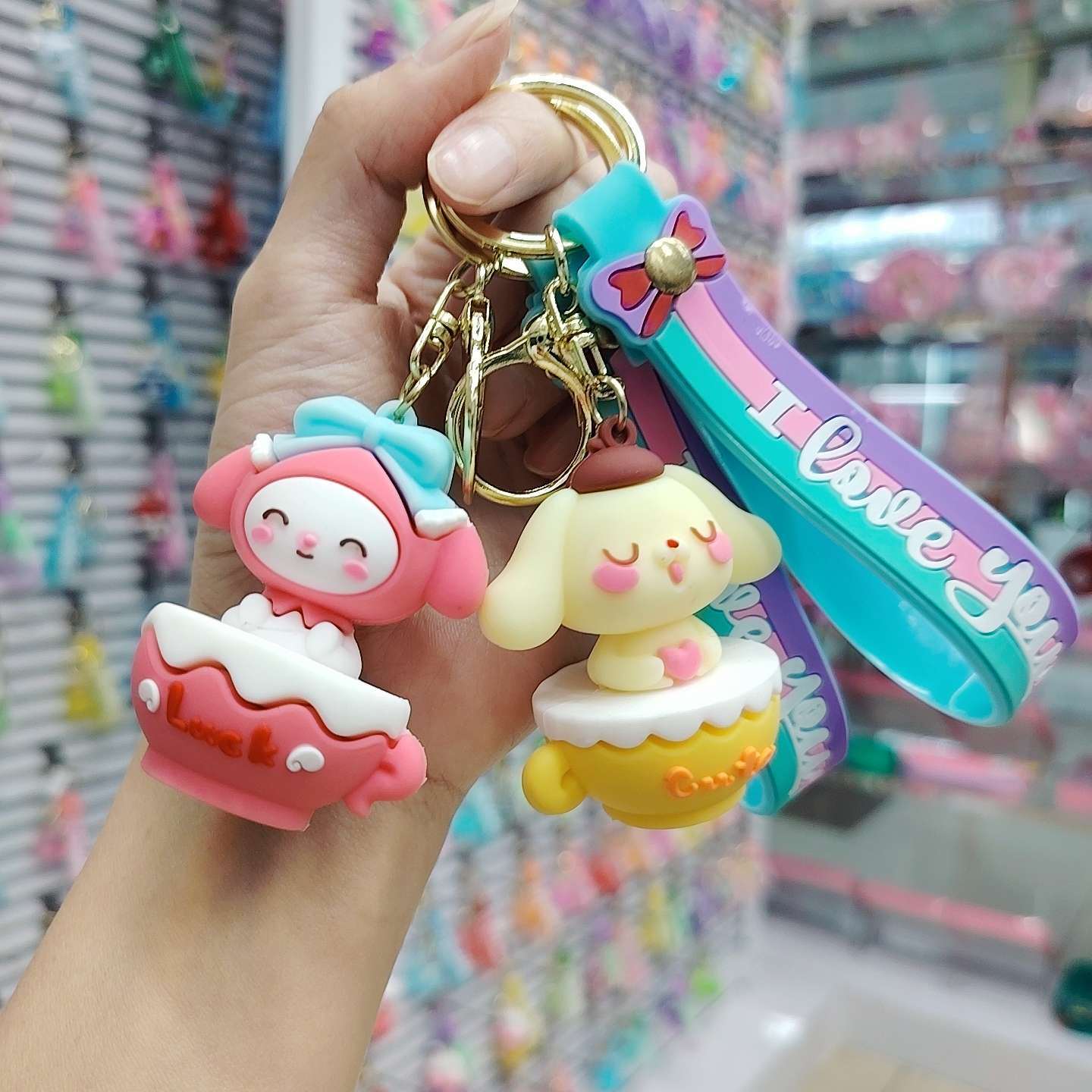 网红新款三丽鸥库洛米钥匙扣可爱卡通钥匙公仔挂件小礼品批发