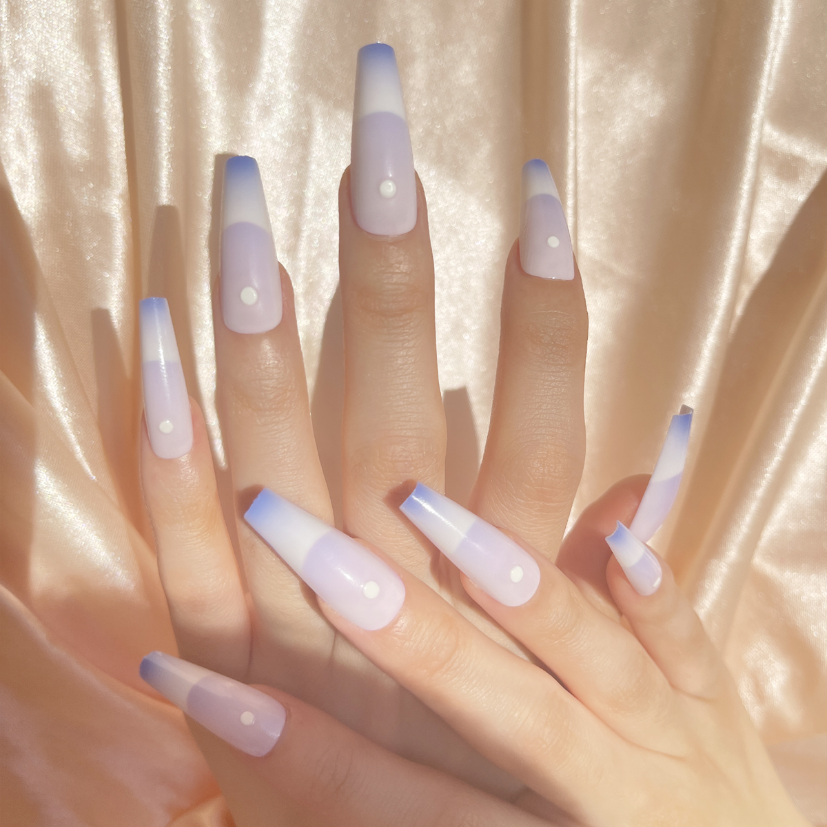 24 PCS PRESS ON NAIL TIPS BALLET SHAPE FRENCH STYLE  Specification drawing