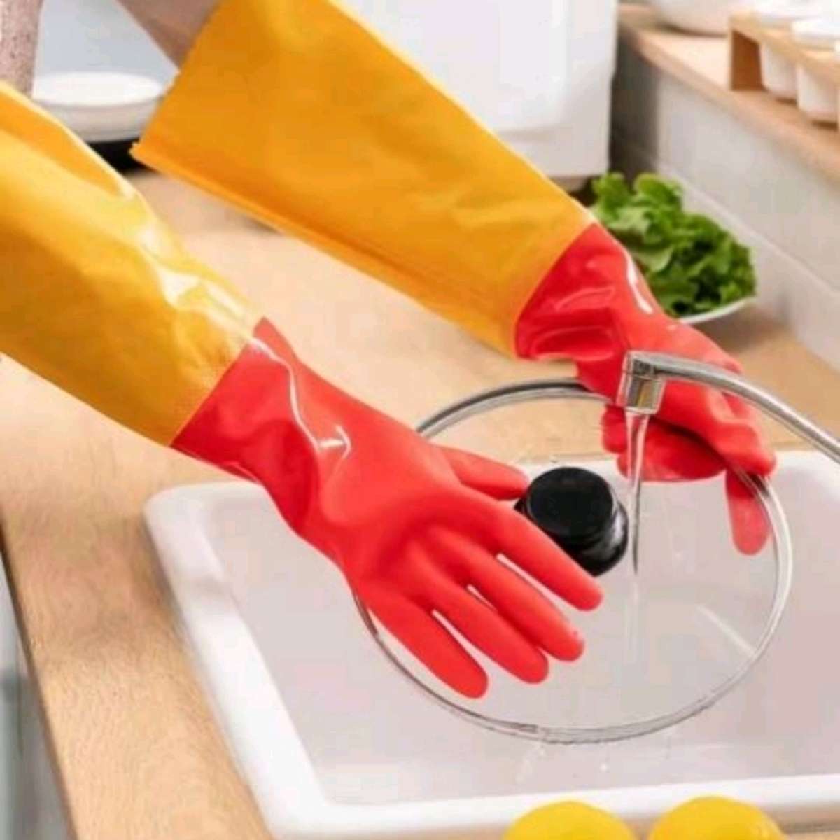 手套洗碗家务厨房耐用洗衣防水清洁女胶皮加长加绒冬季橡胶厚