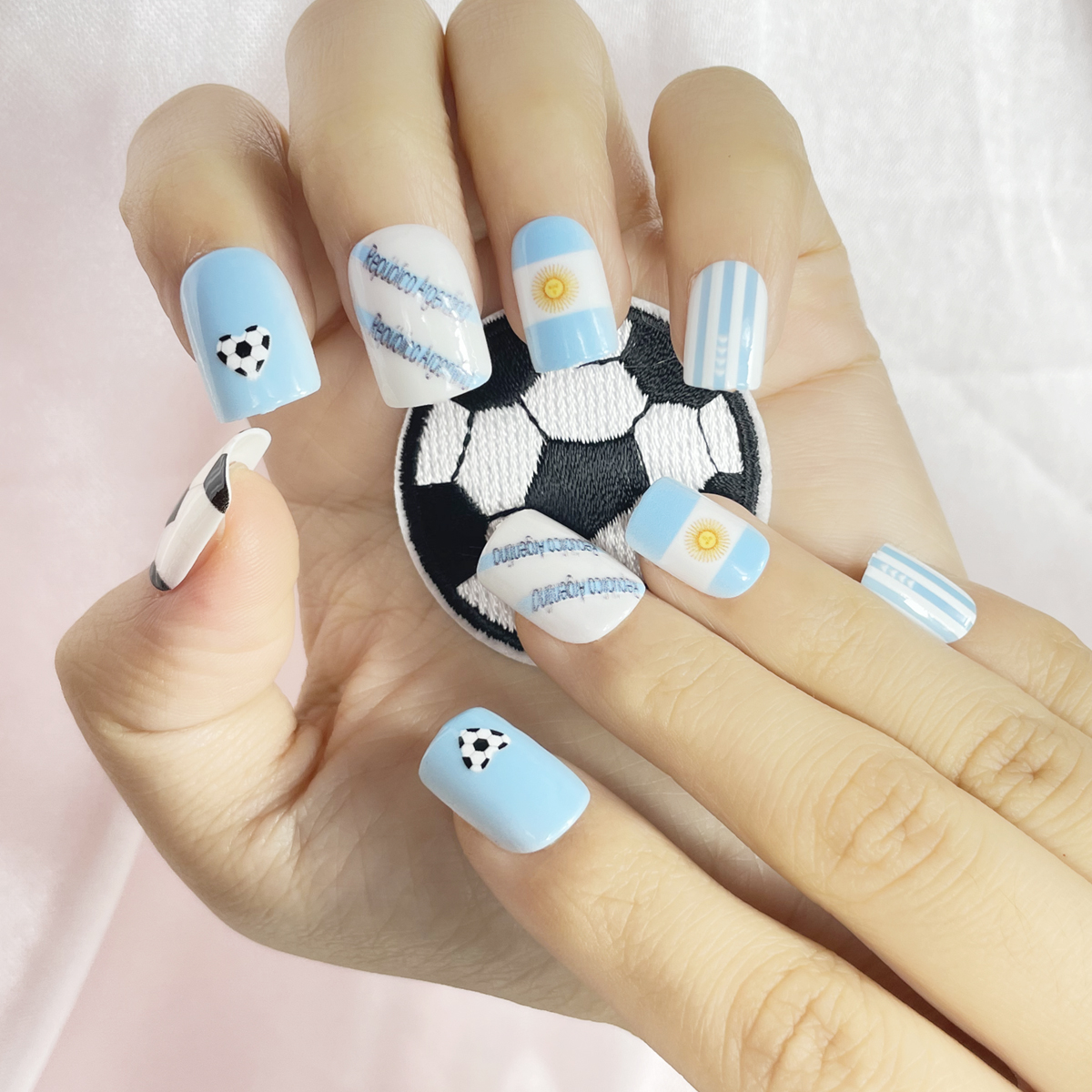 24 PCS PRESS ON NAIL TIPS SQUARE SHAPE FOOTBALL PATTERN Application Scenario