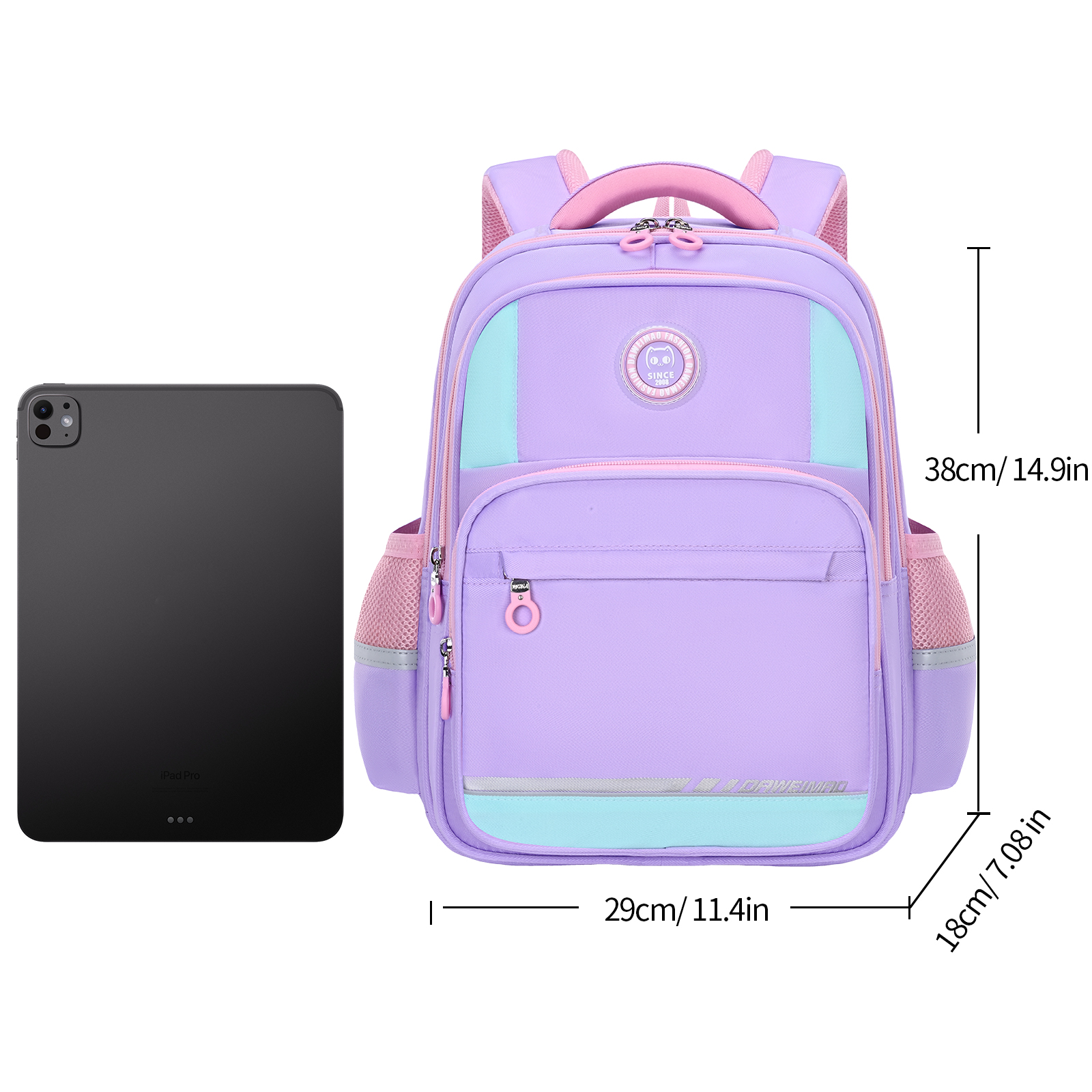 Big-tailed Cat primary School students' backpack for reducing burden and protecting the spine, trendy and fashionable backpacks for boys and girls, children's lightweight, waterproof, tear-resistant, wear-resistant and dirt-resistant large-capacity lightweight backpacks Specification image